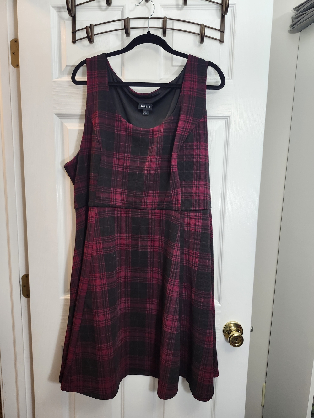 torrid Pink and Black Plaid Sleeveless Fit-and-Flare Mini Dress, Torrd 3 = 3X